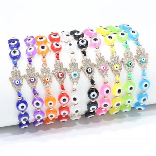 Zinc Alloy Bracelet Set with Polyester Cord & Crystal & Lampwork & Resin & Acrylic plated Unisex & enamel & with rhinestone Length Approx 7.9 Inch Sold By Set