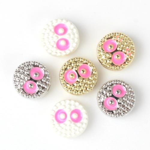 Zinc Alloy Jewelry Beads Flat Round plated DIY & enamel nickel lead & cadmium free 9mm Sold By PC