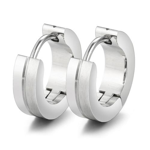 Titanium Steel  Earring, Donut, fashion jewelry & Unisex, original color, nickel, lead & cadmium free, 13mm, Sold By Pair