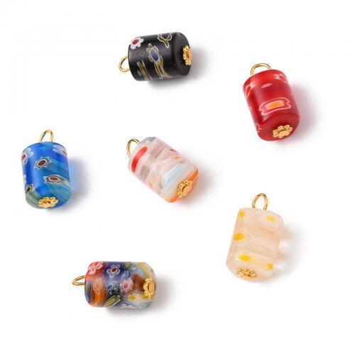 Millefiori Slice Lampwork Pendants Millefiori Lampwork with Brass Column gold color plated fashion jewelry & DIY mixed colors nickel lead & cadmium free Approx Sold By Bag