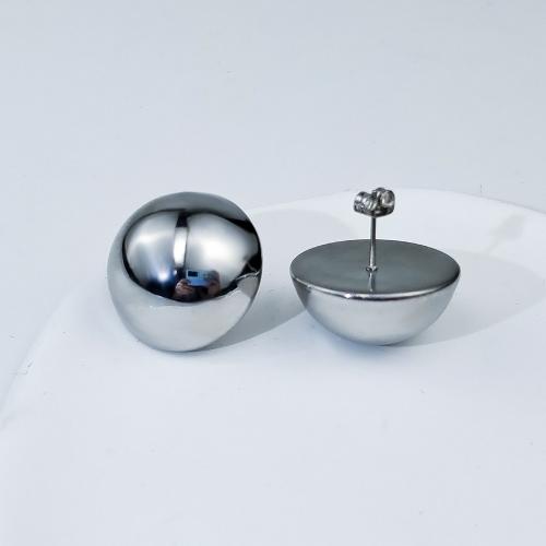 Titanium Steel  Earring, Dome, fashion jewelry & for woman, original color, nickel, lead & cadmium free, 10mm, Sold By Pair