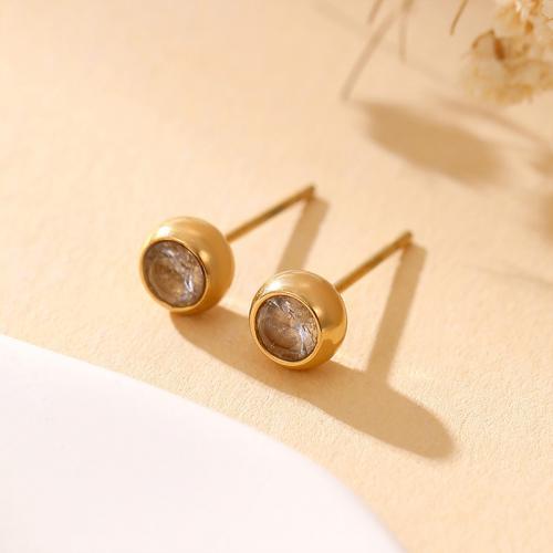 Titanium Steel  Earring plated fashion jewelry & for woman & with rhinestone nickel lead & cadmium free Sold By Pair