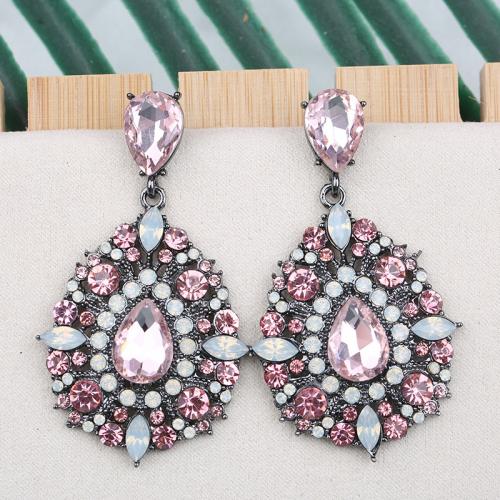 Zinc Alloy Drop Earrings Skull plated for woman & with rhinestone nickel lead & cadmium free Sold By Pair