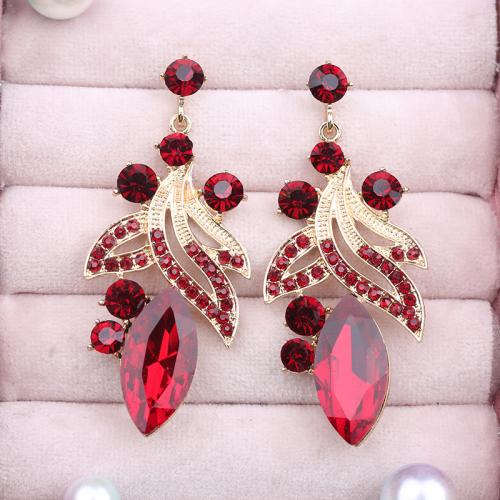 Zinc Alloy Drop Earrings Square plated for bridal & for woman & with rhinestone nickel lead & cadmium free Sold By Pair