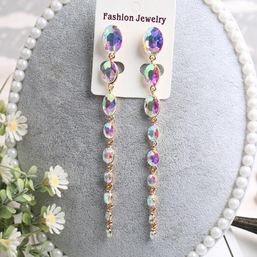 Tibetan Style Drop Earrings, Teardrop, gold color plated, for woman & with rhinestone, more colors for choice, nickel, lead & cadmium free, 10x135mm, Sold By Pair