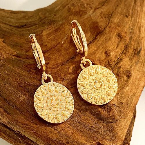 Zinc Alloy Drop Earrings Round plated fashion jewelry & carved & for woman nickel lead & cadmium free Sold By Pair
