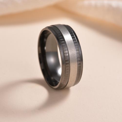 Edelstahl Ringe, 304 Edelstahl, Modeschmuck & verschiedene Größen vorhanden & für den Menschen, schwarz, frei von Nickel, Blei & Kadmium, Width 8mm,Thickness 2mm, verkauft von PC