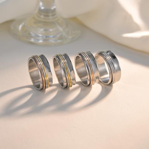 Vinger Ring in edelstaal, 304 roestvrij staal, mode sieraden & draaibare & uniseks & verschillende grootte voor keus, meer kleuren voor de keuze, nikkel, lood en cadmium vrij, Width 8mm,Thickness 2mm, Verkocht door PC