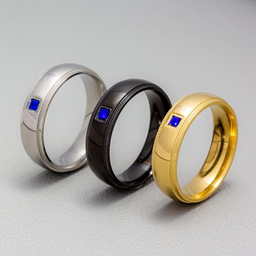 Rhinestone-Edelstahl -Finger-Ring, 304 Edelstahl, Modeschmuck & unisex & verschiedene Größen vorhanden & verschiedene Stile für Wahl & mit Strass, keine, frei von Nickel, Blei & Kadmium, Width 4/6mm,Thickness 2mm, verkauft von PC