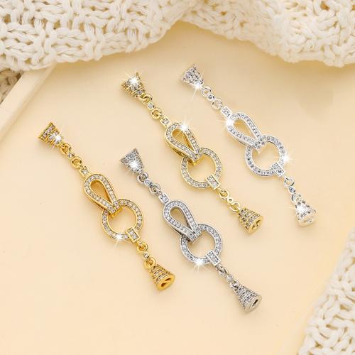 Brass Jewelry Clasps, DIY & micro pave cubic zirconia, more colors for choice, 13x55mm, Sold By PC