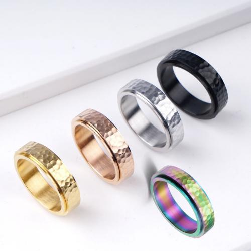 Vinger Ring in edelstaal, 304 roestvrij staal, mode sieraden & draaibare & uniseks & verschillende grootte voor keus, meer kleuren voor de keuze, nikkel, lood en cadmium vrij, Width 6mm,Thickness 2mm, Verkocht door PC