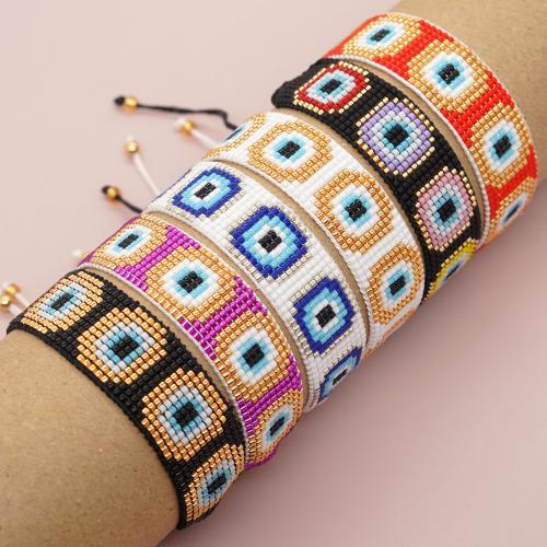 Evil Eye Jewelry Bracelet, Seedbead, with Knot Cord, Adjustable & fashion jewelry & for woman, more colors for choice, Length:Approx 28 cm, Sold By PC