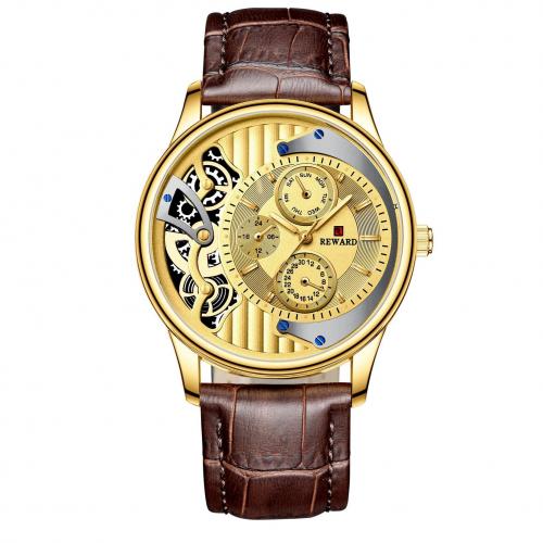 Men Wrist Watch, Glass, with Leather, Life water resistant & fashion jewelry & japanese movement & for man, more colors for choice, Length:Approx 24 cm, Sold By PC