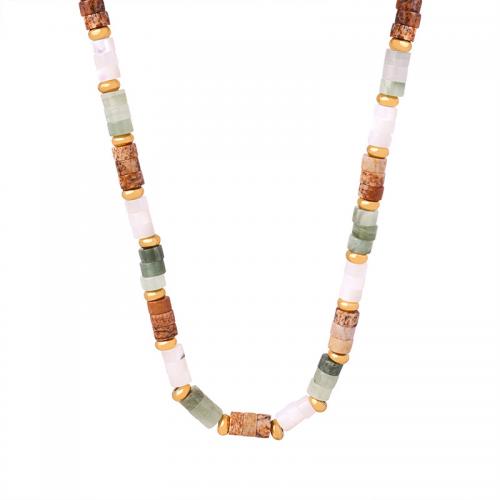 Edelstein Schmuck Halskette, Naturstein, mit Titanstahl, mit Verlängerungskettchen von 5cm, Modeschmuck & für Frau, Länge:ca. 42 cm, verkauft von PC