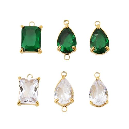 Stainless Steel Pendants, 304 Stainless Steel, DIY & different styles for choice & micro pave cubic zirconia, more colors for choice, 5PCs/Bag, Sold By Bag