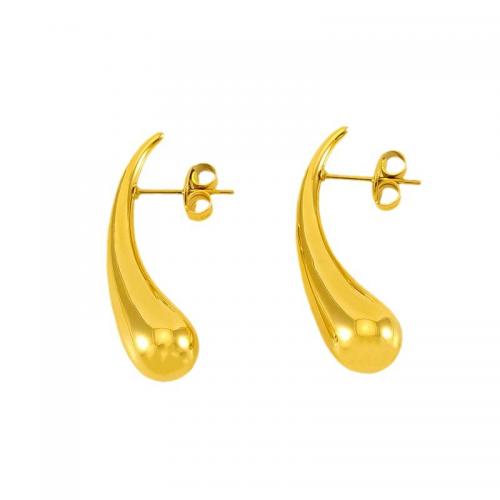 Stainless Steel Stud Earrings, 304 Stainless Steel, 18K gold plated, fashion jewelry & for woman, golden, 30x8mm, Sold By Pair