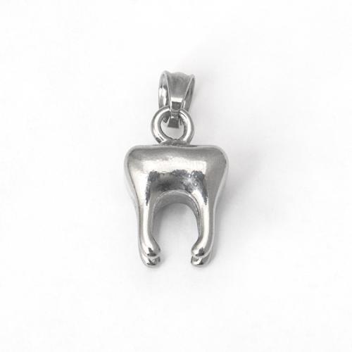 Stainless Steel Pendants, 304 Stainless Steel, Tooth, DIY, silver color, 20x13mm, Sold By PC