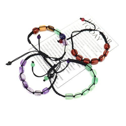 Gemstone Bracelets, Natural Stone, with Knot Cord, handmade, fashion jewelry & different materials for choice & Unisex & adjustable, more colors for choice, 8x10mm, Length:Approx 22-30 cm, Sold By PC