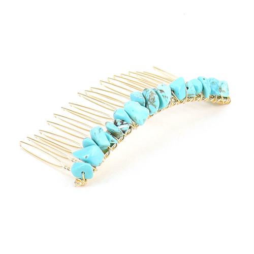 Decorative Hair Combs Zinc Alloy with Natural Stone gold color plated fashion jewelry & for woman nickel lead & cadmium free Sold By PC