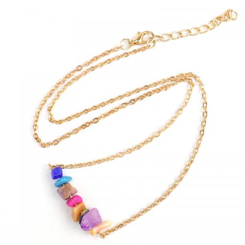 Natural Gemstone Necklace Zinc Alloy with Natural Stone gold color plated fashion jewelry & for woman nickel lead & cadmium free 30mm Length Approx 50 cm Sold By PC