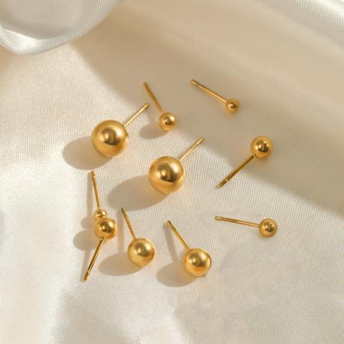 Stainless Steel Stud Earrings 304 Stainless Steel Round plated & for woman Sold By Pair