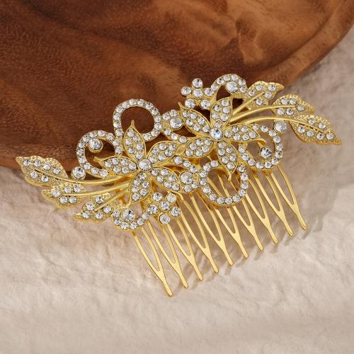 Decorative Hair Combs, Tibetan Style, Round, plated, for bridal & for woman & with rhinestone, more colors for choice, nickel, lead & cadmium free, Sold By PC