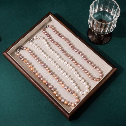 Naturlige ferskvands perle halskæde, Ferskvandsperle, med Zinc Alloy, Lidt rund, mode smykker & forskellig størrelse for valg, flere farver til valg, Længde Ca. 40 cm, Solgt af PC