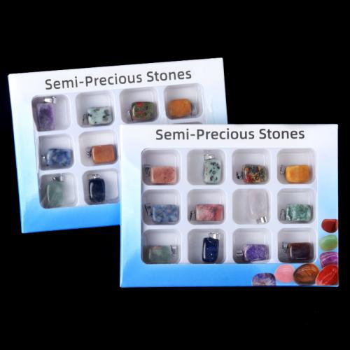 Gemstone Medálok Ékszer, Drágakő, DIY, kevert színek, 142x105x18mm, Által értékesített Box