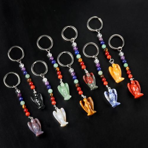 Bag Purse Charms Keyrings Keychains, Gemstone, with Iron, Angel, fashion jewelry & different materials for choice, more colors for choice, Sold By PC