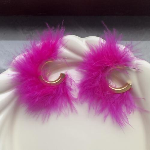 Fluffy Pom Pom Earrings, Plush, with 304 Stainless Steel & Tibetan Style, plated, fashion jewelry, more colors for choice, nickel, lead & cadmium free, 25x25mm, Sold By Pair