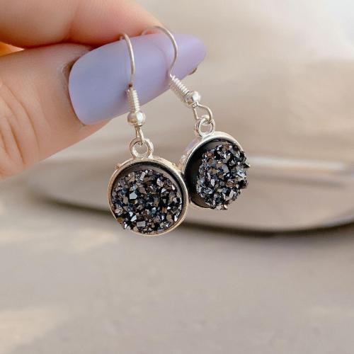Tibetan Style Drop Earrings, with Crystal, plated, fashion jewelry, black, nickel, lead & cadmium free, 36mm, Sold By Pair