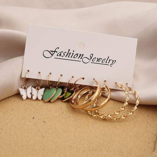 Zinc Alloy Drop Earrings plated 5 pieces & fashion jewelry & enamel mixed colors nickel lead & cadmium free Sold By Set