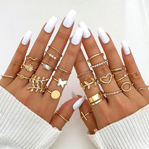 Tibetan Style Ring Set, plated, fashion jewelry & different designs for choice & enamel & with rhinestone, golden, nickel, lead & cadmium free, Sold By Set