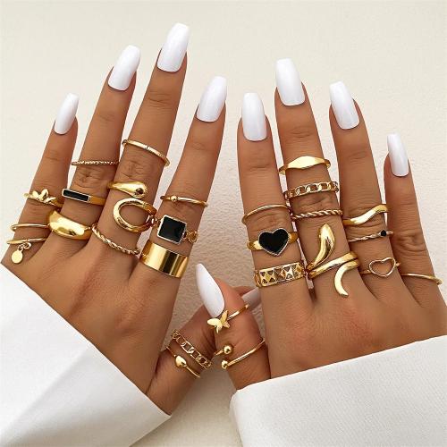 Tibetan Style Ring Set, plated, fashion jewelry & different designs for choice & enamel & with rhinestone, golden, nickel, lead & cadmium free, Sold By Set