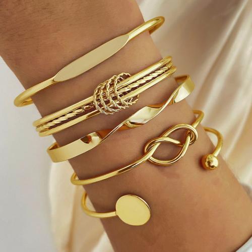 Tibetan Style Bangle, plated, 5 pieces & fashion jewelry, golden, nickel, lead & cadmium free, Sold By Set