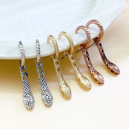 Tibetan Style Stud Earring, Snake, plated, fashion jewelry & for woman, more colors for choice, nickel, lead & cadmium free, 6x21mm, Sold By Pair