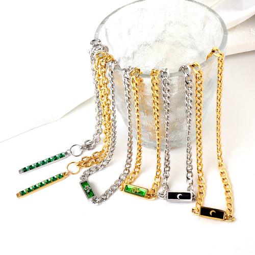 Edelstahl Schmuck Halskette, 304 Edelstahl, plattiert, verschiedene Stile für Wahl & für Frau & mit Strass, keine, frei von Nickel, Blei & Kadmium, verkauft von PC