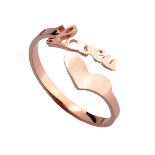 Titanium Steel Finger Ring, plated, for woman, rose gold color, US Ring Size:7, Sold By PC