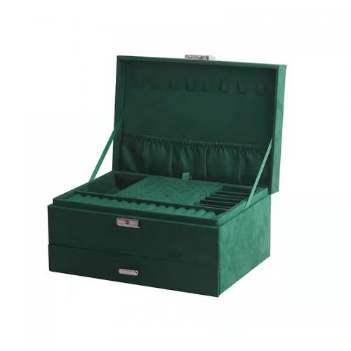 Boîte à bijoux multifonctions, velours de coton, Anti-poussière, vert, 240x170x110mm, Vendu par PC