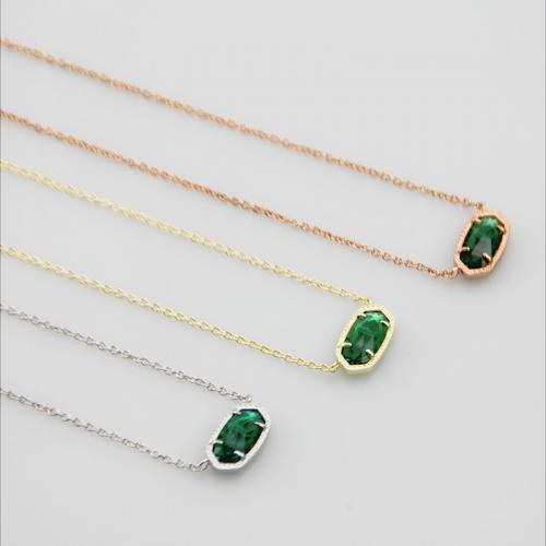 Brass Necklace, with Gemstone, with 7CM extender chain, plated, for woman, more colors for choice, Length:Approx 40 cm, Sold By PC