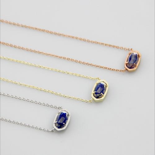 Messing Halskette, mit blauer Goldsand, mit Verlängerungskettchen von 7CM, plattiert, für Frau, keine, Länge:ca. 40 cm, verkauft von PC