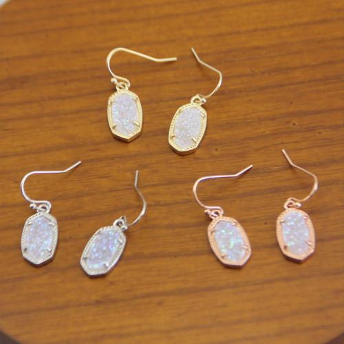 Brass Drop Earring with Ice Quartz Agate plated for woman 20mm Sold By Pair