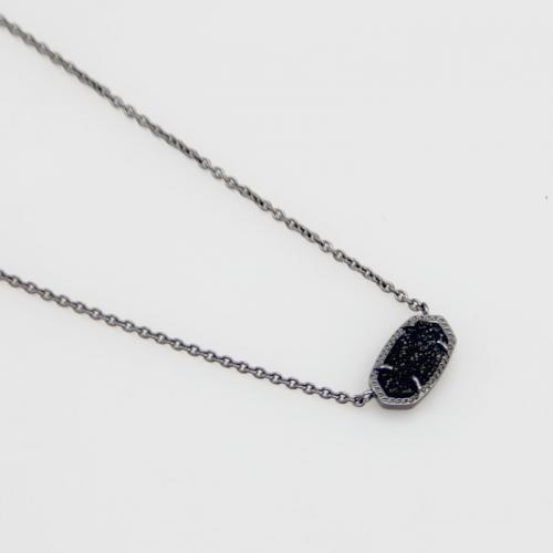 Brass Necklace with Ice Quartz Agate with 7CM extender chain plated for woman black Length Approx 38 cm Sold By PC