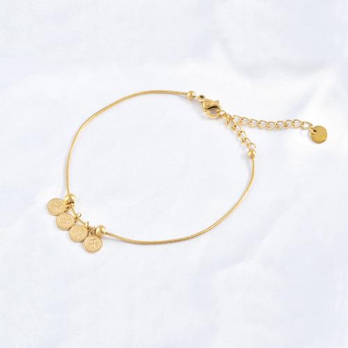 Bracelet d'acier titane, avec 5CM chaînes de rallonge, Placage, pour femme, doré, Longueur:Environ 16 cm, Vendu par PC