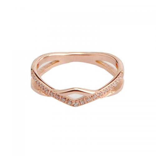 Titanium Steel Finger Ring, plated, different size for choice & micro pave cubic zirconia & for woman, rose gold color, Sold By PC