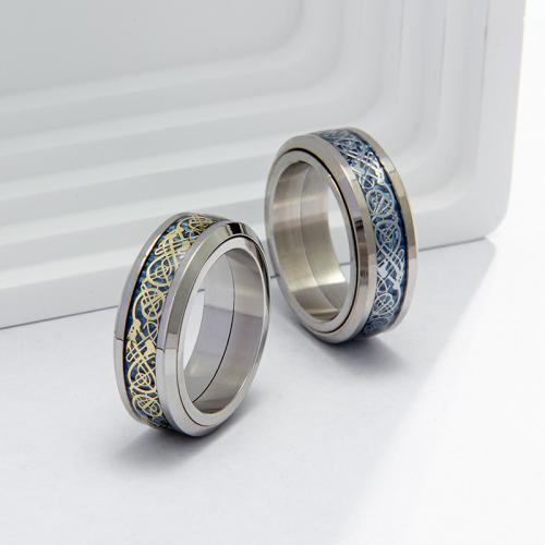 Vinger Ring in edelstaal, 304 roestvrij staal, mode sieraden & draaibare & uniseks & verschillende grootte voor keus, meer kleuren voor de keuze, nikkel, lood en cadmium vrij, Width 8mm,Thickness 2.2mm, Verkocht door PC