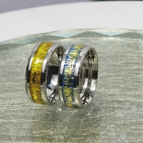Vinger Ring in edelstaal, 304 roestvrij staal, mode sieraden & uniseks & verschillende grootte voor keus, meer kleuren voor de keuze, nikkel, lood en cadmium vrij, Width 8mm,Thickness 2mm, Verkocht door PC