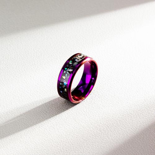 Ring Finger ze stali nierdzewnej, Stal nierdzewna 304, biżuteria moda & dla obu płci & różnej wielkości do wyboru, fioletowy, bez zawartości niklu, ołowiu i kadmu, Width 6/8mm,Thickness 2.2mm, sprzedane przez PC
