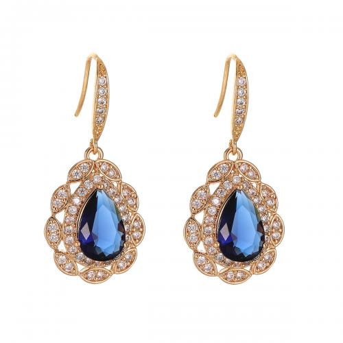 Brass Drop Earring, with Crystal, plated, different styles for choice & for woman & with rhinestone, earring length 10-30mm, Sold By Pair