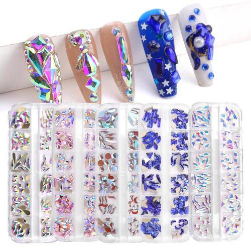 Fashion Nail Supplies, Glass Rhinestone, DIY & different styles for choice & for woman, 130x50mm, Sold By Box